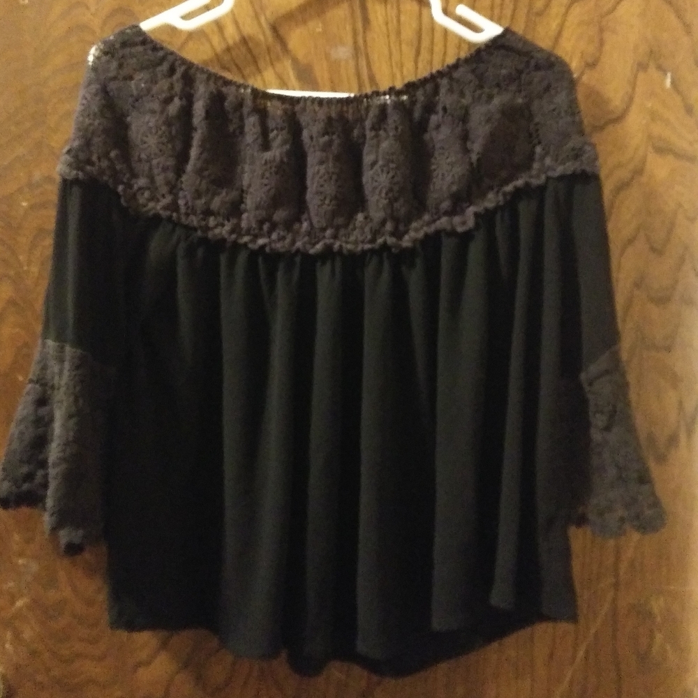 Black over the shoulder shirt